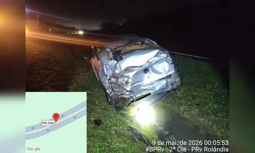 Motorista de 39 anos fica ferido em acidente na PR-986 em Rolândia