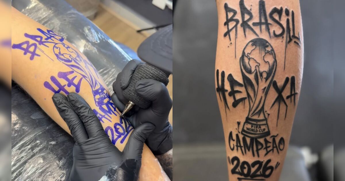 Torcedor viraliza ao tatuar conquista do hexa antes do iníci
