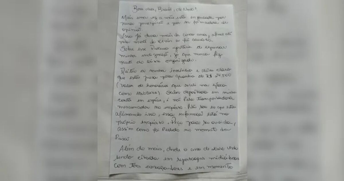 Deolane Bezerra escreve carta de dentro da cadeia: 'a mãe está enjaulada'