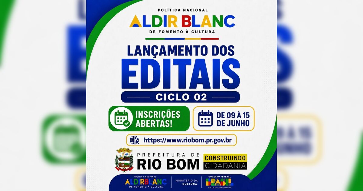 Artistas de Rio Bom já podem se inscrever nos edit