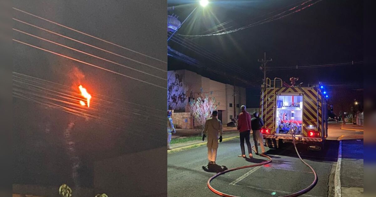 Fogo em fiação mobiliza bombeiros em bairro de Apucarana
