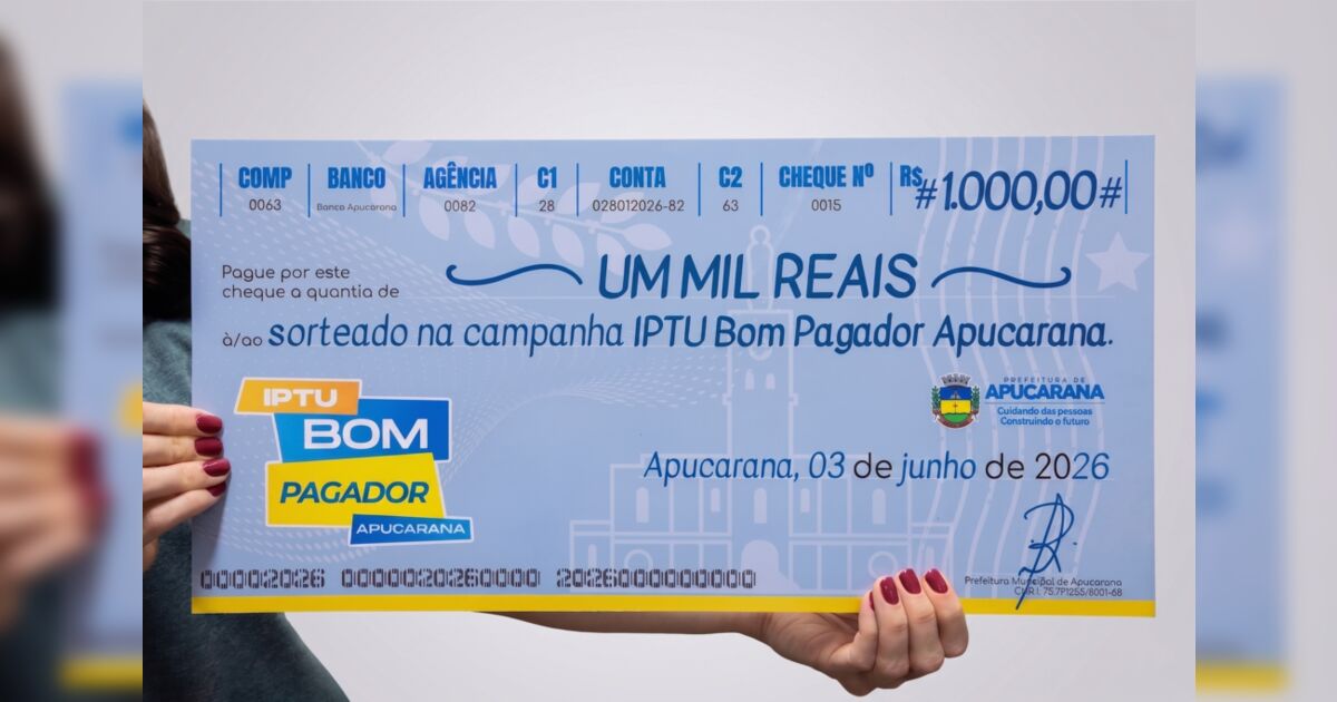 Prefeitura de Apucarana divulga ganhadores de junho da campanha IPTU Bom Pagador; confira