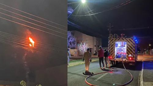 O fogo foi rapidamente apagado após a chegada dos bombeiros, que utilizaram um jato de água na ocorrência