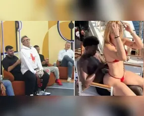 Craque Neto imita foto de Virginia no colo de Vini Jr. e senta no colo de jornalista