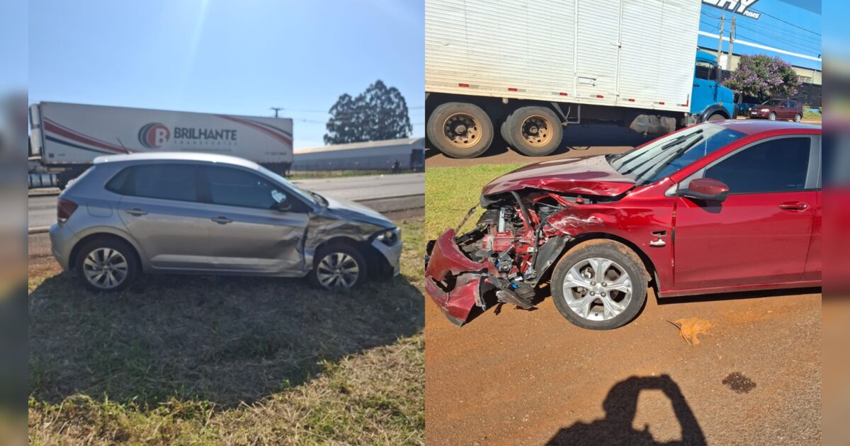 Carro tenta cruzar pista e é atingido na lateral por outro veículo na PR-444