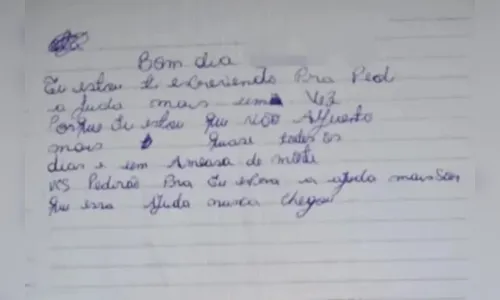 Mãe é resgatada após enviar bilhete de socorro à professora da filha