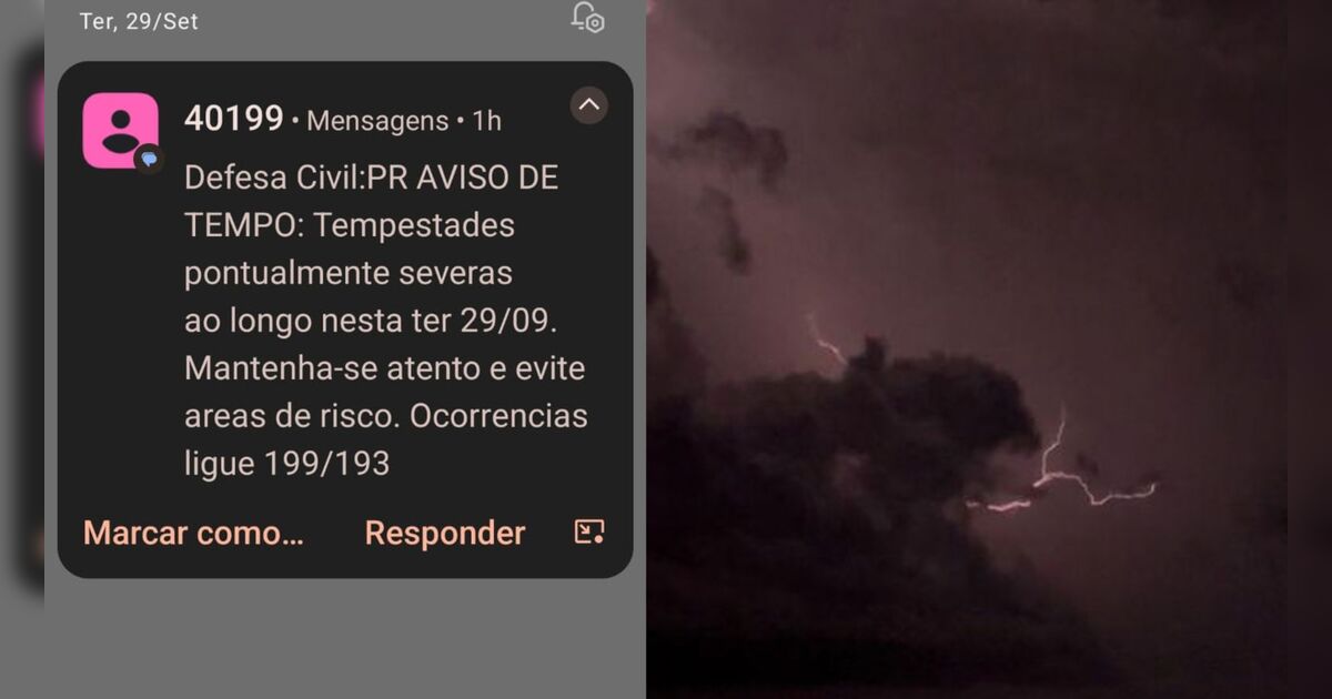 Defesa Civil faz alerta para moradores de Apucarana: 'Tempestades pontualmente severas'