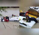Condutor é resgatado de cabine submersa após caminhão cair em rio em SC