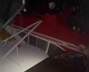 Vendaval danifica aviões em aeroporto, destrói hangares e deixa rastro de destruição no PR