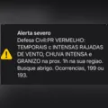 Marilândia do Sul recebe alerta vermelho da Defesa Civil e registra chuva de granizo