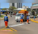 Com melhora do tempo, Apucarana intensifica sinalização viária no centro da cidade