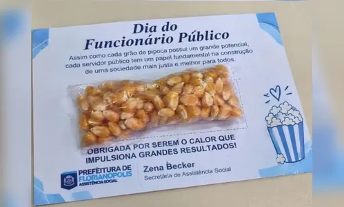 Prefeitura de Florianópolis (SC) dá milho de pipoca crua no Dia do Servidor e vira alvo de críticas
