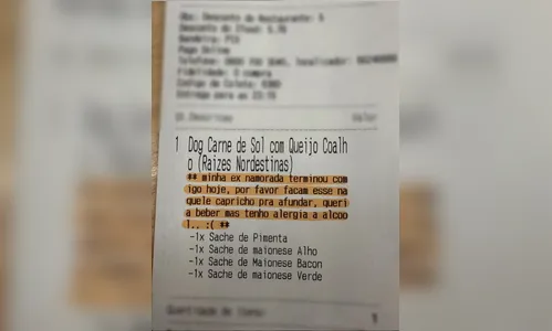 “Queria beber, mas tenho alergia a álcool”: pedido de lanche após término viraliza no PR