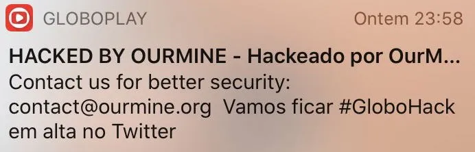 Notificação na Globoplay leva internautas a especularem invasão hacker