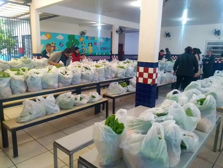 Cestas de alimentos são entregues nas escolas de Apucarana