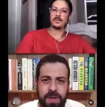 Esposa de Fábio Porchat aparece pelada em live do humorista com Guilherme Boulos