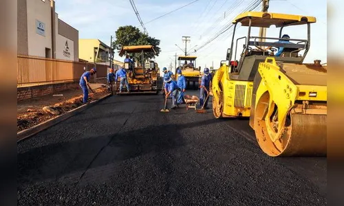 Avenida Pinho Araucária recebe capa asfáltica