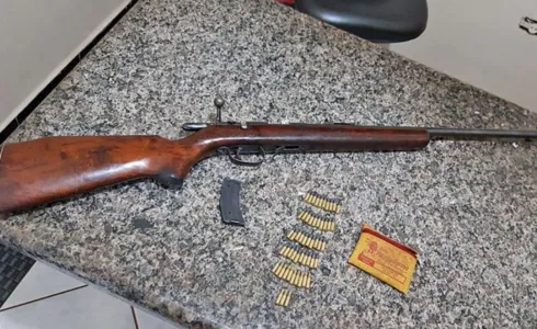 Arma e munição apreendida 
