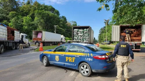 PRF apreende 6 caminhões com madeira e carvão ilegal