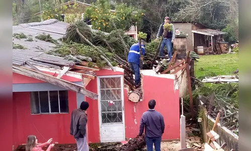 Tempestade e vendaval deixam casas danificadas e sem energia