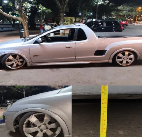 Carro extremamente rebaixado é apreendido em Arapongas