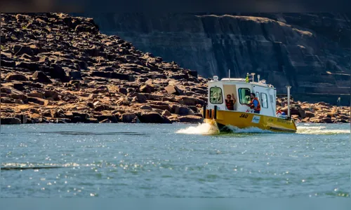 Baixa vazão do Rio Paraná permite à Itaipu trabalho inédito de escaneamento das margens