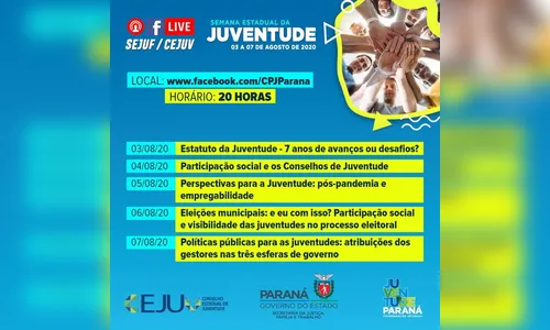 Encontros virtuais comemoram sete anos do Estatuto da Juventude