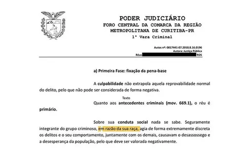 Juíza de Curitiba declara que homem negro é criminoso 
