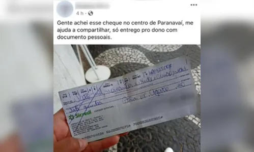 Mulher encontra cheque de quase R$ 9.000 e devolve ao dono