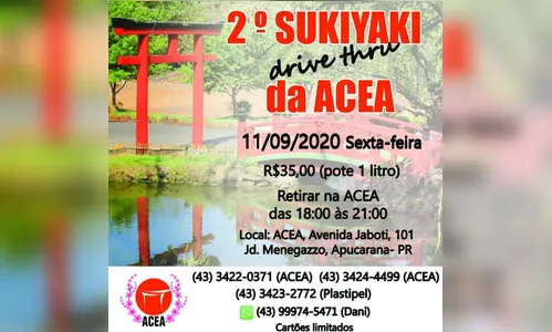 Acea realiza 2º sukyaki no estilo drive thru em Apucarana