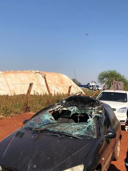 Helicóptero transporta vítima de acidente entre carro e máquina agrícola em Astorga