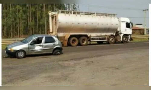 Acidente entre carro e caminhão tanque deixa casal ferido na BR 369