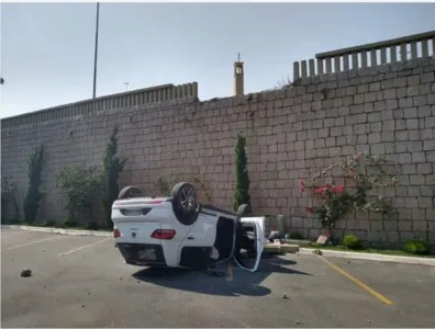 Carro perde controle e despenca do estacionamento de igreja; Assista