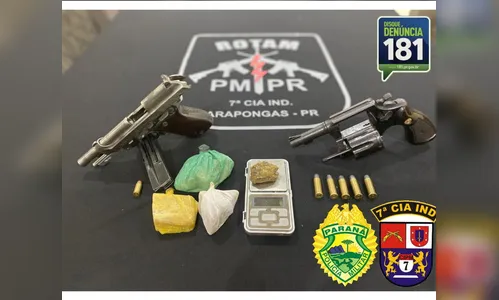 PM de Arapongas apreende armas e crack avaliado em mais de R$3 mil
