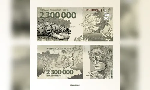 Greenpeace lança nota de R$ 2,3 milhões como forma de protesto