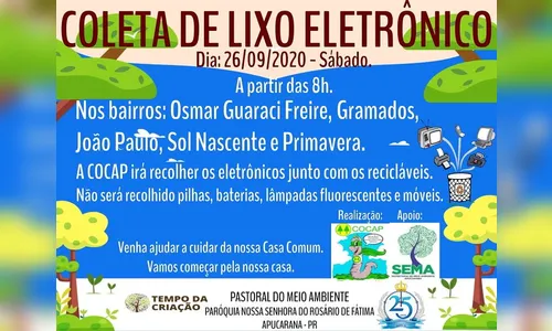 Coleta de Lixo Eletrônico acontece neste sábado (26) em Apucarana