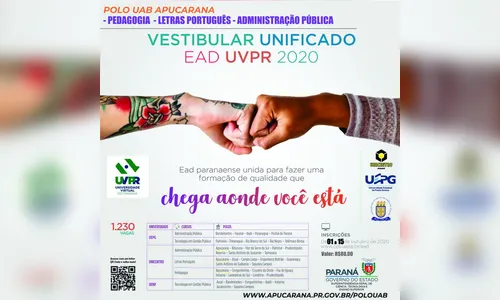 Vestibular Polo UAB Apucarana: Pedagogia -Letras - Adm. Pública