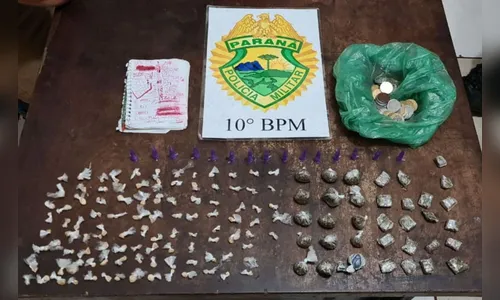 PM encontra cocaína, crack e maconha dentro de sacola plástica em Apucarana