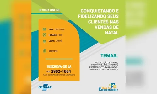 Sala do Empreendedor e Sebrae realizam oficina para vendas de Natal