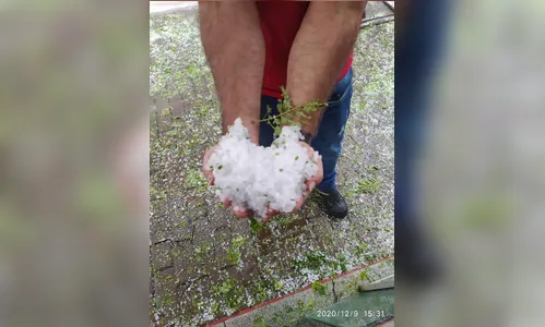 Chuva de granizo surpreende moradores de Arapongas