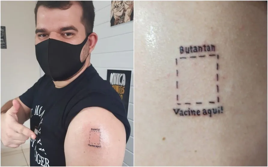 Estudante faz tatuagem para incentivar vacinação contra a Covid-19