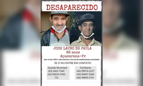 41 dias desaparecido: Família tenta encontrar idoso apucaranense