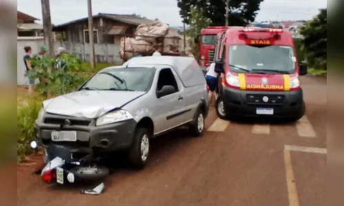 Motociclista fica ferido em colisão com Fiat Strada, em Ivaiporã