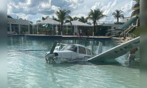 Avião cai na piscina de um resort e deixa feridos