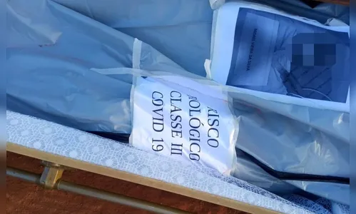 Caixão com corpo que tinha identificação de risco biológico por covid é achado em estrada