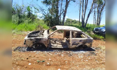 Veículo roubado de chácara é encontrado queimado