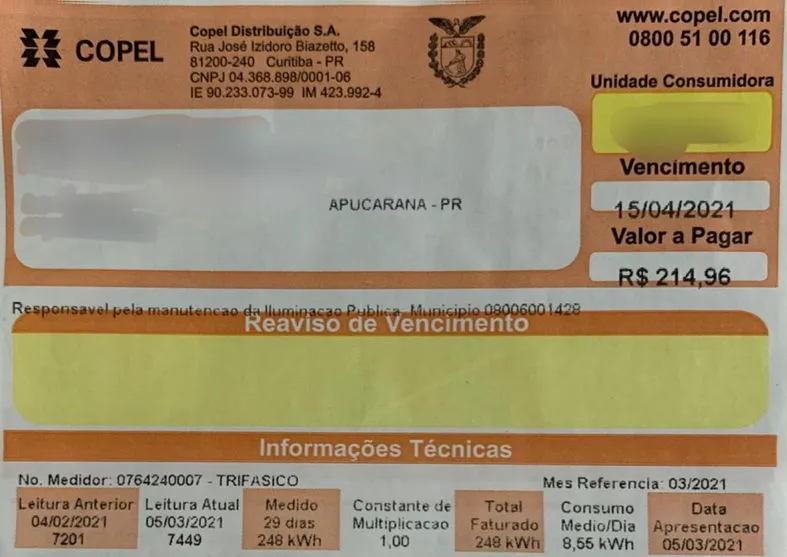 Copel pede aumento de 9,67% na tarifa de energia elétrica