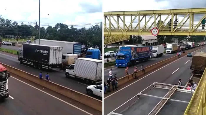 Manifestantes fecham acesso de caminhões ao pool de combustíveis