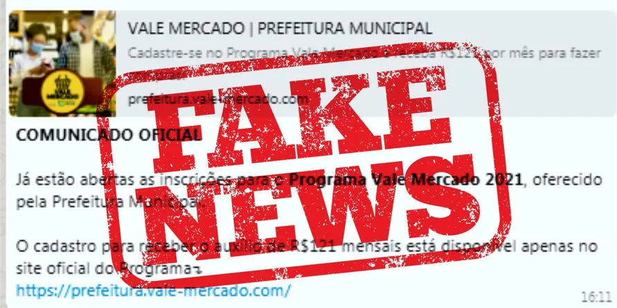 Mensagem que divulga “Programa Vale Mercado” da prefeitura é falsa