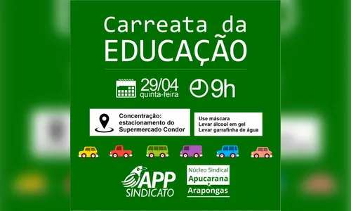 APP Sindicato realiza Carreata da Educação nesta quinta